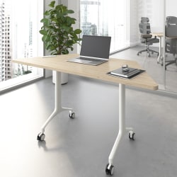 Bush Business Furniture Synergy 60-inch Trapezoid Modular Office Conference Table, Natural Elm, Standard Delivery