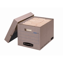 Bankers Box® Mystic™ Storage Boxes With Lift-Off Lids, Letter/Legal Size, 10" x 12" x 15", 85% Recycled, Kraft, Case Of 25