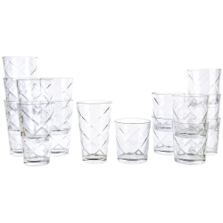 Gibson Home 16-Piece Lattice Glassware Drinkware Set, Clear