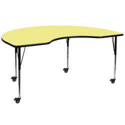 Flash Furniture Mobile Height Adjustable Thermal Laminate Kidney Activity Table, 30-3/8"H x 48''W x 72''L, Yellow
