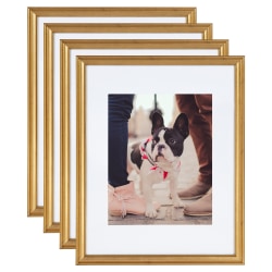 Uniek Kate And Laurel Adlynn Wall Picture Frame Set, 15" x 12", Matted For 8" x 10", Gold, Set Of 4