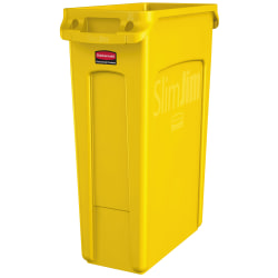 Rubbermaid® Slim Jim Rectangular Polyethylene Vented Waste Receptacle, 23 Gallons, Yellow