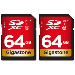 Dane-Elec Gigastone Class 10 UHS-I U1 SDXC Cards, 64GB, Pack Of 2 Cards