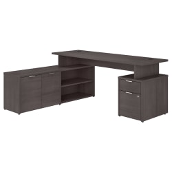 Bush Business Furniture 72"W Jamestown L-Shaped Corner Desk With Drawers, Storm Gray, Standard Delivery