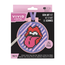 Vivid by Brea Reese® Mini Hoop Gem Art Kit, Rock ‘n’ Roll Lips, 3-1/2"