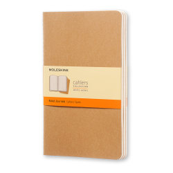 Moleskine Cahier Journals, 5" x 8-1/4", Faint Ruled, 80 Pages (40 Sheets), Kraft Brown, Set Of 3 Journals