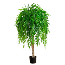 Nearly Natural Real Touch 4’H Artificial Willow Tree, 48"H x 32"W x 32"D, Green