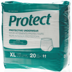 Protect Extra Protection Protective Underwear, X-Large, 56 - 68", White, Bag Of 20