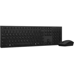 Lenovo Professional Wireless Rechargeable Combo Keyboard and Mouse-US English - USB Type A Scissors Wireless Bluetooth 2.40 GHz Keyboard - English (US) - Gray - USB Type A Wireless Bluetooth Mouse - Optical - 4000 dpi - Tilt Wheel - Gray
