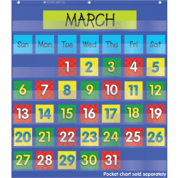 Scholastic Teacher Resources Pocket Chart, Calendar Date Cards Add-On, 3" x 3", Multicolor, Kindergarten to Grade 5