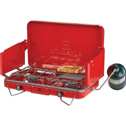 Woods Outbound Portable Gas Grill, 3-1/2"H x 18-1/2"W x 11"D, Red