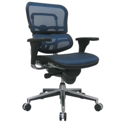 Eurotech Ergohuman Mid-Back Ergonomic Mesh Chair, Blue/Chrome