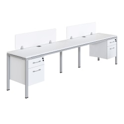 Boss Office Products Simple System Double Desk, Side by Side With 2 Pedestals, 30"H x 60"W x 30"D, White