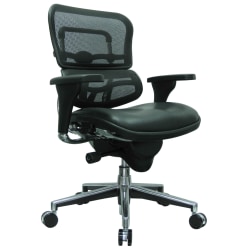 Eurotech Ergohuman Ergonomic Bonded Leather/Mesh Mid-Back Chair, Black/Chrome