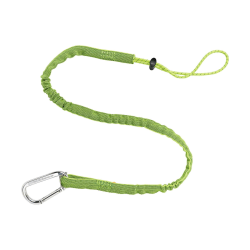 Ergodyne Squids 3100 Extended Single-Carabiner Tool Lanyards, 10 Lb, 54", Lime, Pack Of 6 Lanyards