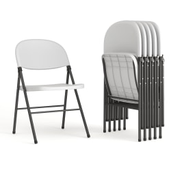 Flash Furniture Hercules Folding Chairs, Set Of 6 Folding Chairs, Granite White/Charcoal