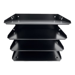 Huron Horizontal Slots Desk Organizer, 4 Compartment(s), Horizontal, 9"H x 12"W x 8.66"D, Durable, Black, Steel