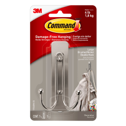 Command Large Double Wall Hooks, 1 Command Hooks, 1 Command Strip, Damage Free Hanging of Dorm Room Decorations