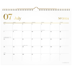 2024-2025 Cambridge® WorkStyle® Academic Monthly Wall Calendar, 15" x 12", White, July 2024 To June 2025, 1606-707A