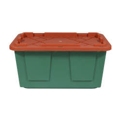 GreenMade® Professional Storage Tote With Handles/Snap Lid, 14-3/4"H x 20-1/4"W x 30-1/10"L, 27-Gallon, Green/Red