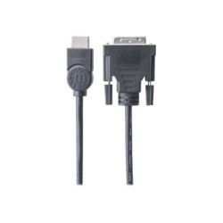 Manhattan HDMI to DVI-D 24+1 Cable, 1.8m, Male to Male, Black, Dual Link, Compatible with DVD-D, Lifetime Warranty, Polybag - 372503