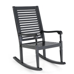 PHI VILLA Outdoor Acacia Wood Rocking Chair, Black