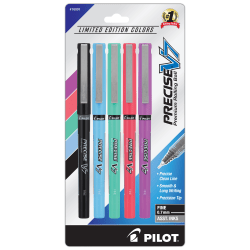 Pilot Precise V7 Harmony Rolling Ball Pens, Fine Point, 0.7mm, Assorted Barrels, Assorted Inks, Pack of 5 Pens