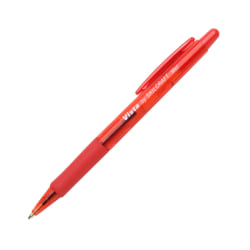 SKILCRAFT® AbilityOne Vista Pens, Medium Point, Transparent Barrel, Red Ink, Pack Of 12 Pens