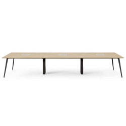 Branch Furniture 144"W 6-Person Computer Desk, Woodgrain Top/Charcoal Leg