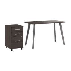WorkPro Motiva 48"W Modern Office Desk With 3-Drawer Rolling File Cabinet, Storm Gray, Installation Included