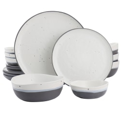 Gibson Elite Rhinebeck 16-Piece Round Stoneware Dinnerware Set, Blue