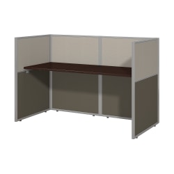Bush Business Furniture Easy Office 60"W Cubicle Desk Workstation With 45"H Closed Panels, Mocha Cherry/Silver Gray, Standard Delivery