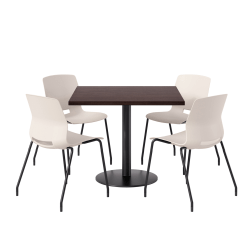 KFI Studios Proof Cafe Pedestal Table With Imme Chairs, Square, 29"H x 36"W x 36"W, Cafelle Top/Black Base/Moonbeam Chairs