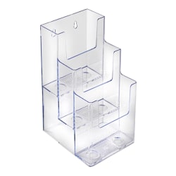 Azar Displays 3-Tier 3-Pocket Acrylic Trifold Brochure Holders, 9"H x 4-1/4"W x 5-1/4"D, Clear, Pack Of 2 Holders