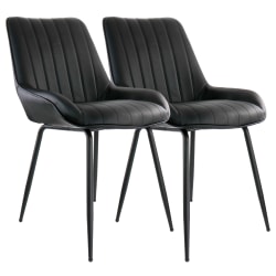 Elama Faux Leather Tufted Chairs, Black, Set Of 2 Chairs