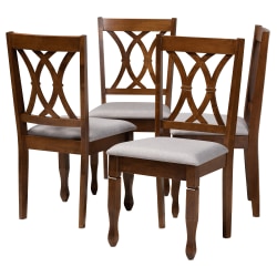 Baxton Studio Augustine Dining Chairs, Gray/Walnut Brown, Set Of 4 Chairs