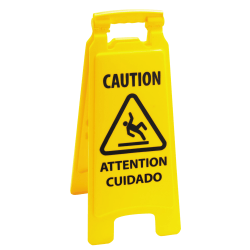 Boardwalk Caution Safety Sign For Wet Floors, 2-Sided, 26"H x 10"W x 2"D, Yellow