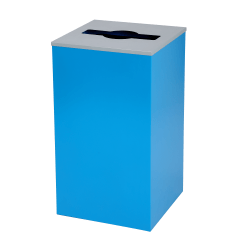 Alpine Industries Stainless Steel Recycling Bin With Mixed Lid, 29 Gal, 30"H x 16-15/16"W x 16-15/16"D, Blue