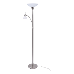 Black+Decker LED Floor Lamp, 72"H, Frosted Glass Shade/Satin Nickel Base