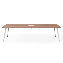 Branch Furniture Rectangle Conference Table, 30"H x 96"W x 48"D, Walnut Top/White Base