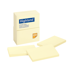 Highland™ Notes, 3 in x 5 in, 12 Pads, 100 Sheets/Pad, Yellow