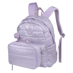 Volkano Quest Crinkle Puffer Backpack And Lunch Kit, Lilac/Glitter