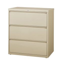 WorkPro® 36"W Lateral 3-Drawer File Cabinet, Metal, Putty