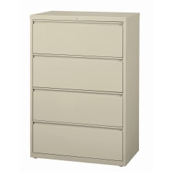 WorkPro® 36"W Lateral 4-Drawer File Cabinet, Metal, Putty