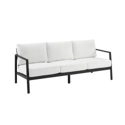Linon Abilene Aluminum Outdoor Sofa, 31-1/4"H x 75-1/4"W x 30"D, White/Black