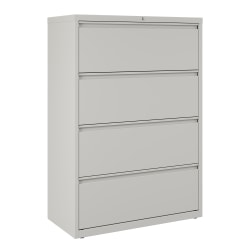 WorkPro® 36"W x 18-5/8"D Lateral 4-Drawer File Cabinet, Light Gray