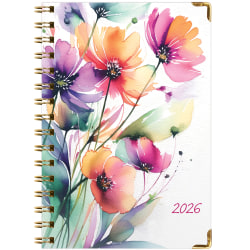 2025-2026 Global Excello Brands Hardcover Fashion Weekly/Monthly Planner, 5-1/2" x 8", Rainbow Floral, November 2025 To December 2026