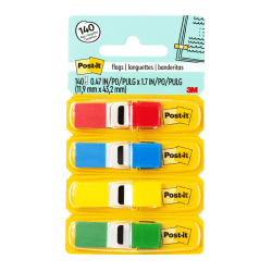 Post-it® Flags .47 in. x 1.7 in., 4 Dispensers, 35 Flags/Dispenser, Assorted Colors, School Supplies for Students, Flags for Textbooks and Notebooks