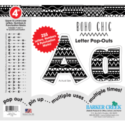 Barker Creek® Letter Pop-Outs, 4", Boho Chic, Set Of 255