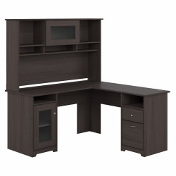 Bush Furniture Cabot 60"W L-Shaped Desk With Hutch, Heather Gray, Standard Delivery